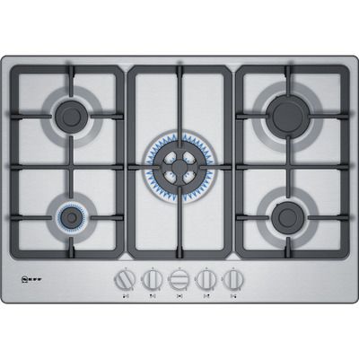 NEFF T27BB59N0 N50 75cm Five Burner Gas Hob With Cast Iron Pan Stands - Stainless Steel