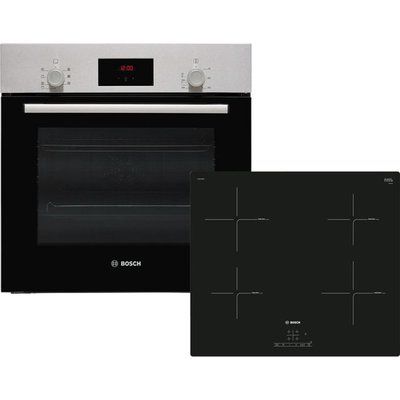 Bosch Serie 2 HBF1PUG6E2 Built In Electric Single Oven and Induction Hob Pack - Stainless Steel