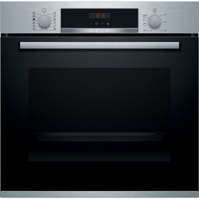 Bosch HRS574BS0B Serie 4 71L Built-in Electric Single Oven With Pyrolytic Cleaning - Brushed Steel