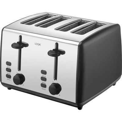 Logik L04TBK19 4-Slice Toaster - Black & Silver