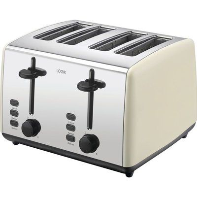Logik L04TC19 4-Slice Toaster - Cream & Silver