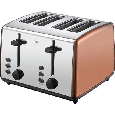 Logik L04TCU19 4-Slice Toaster - Copper & Silver