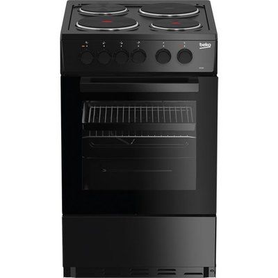 Beko AS530K 50cm Electric Cooker with Solid Plate Hob - Black