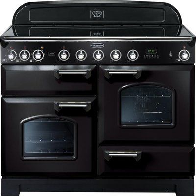 Rangemaster Classic Deluxe 110 Electric Induction Range Cooker - Black & Chrome