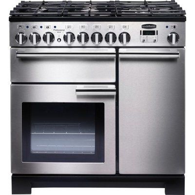 Rangemaster Professional Deluxe 100 Dual Fuel Range Cooker - Stainless Steel & Chrome
