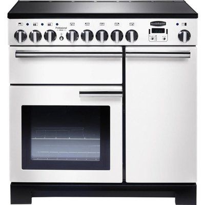 Rangemaster Professional Deluxe 90 Electric Induction Range Cooker - White & Chrome
