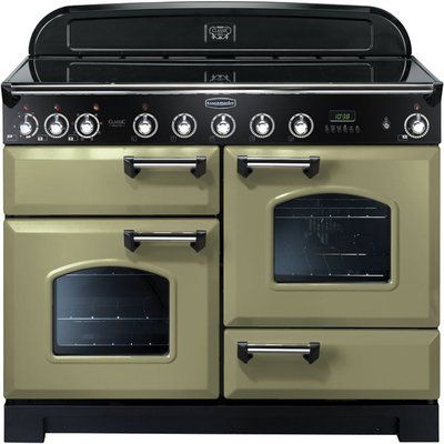 Rangemaster Classic Deluxe 110 Electric Induction Range Cooker - Olive Green & Chrome