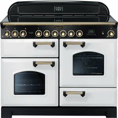 Rangemaster Classic Deluxe CDL110ECWH/B 110cm Electric Range Cooker with Ceramic Hob - White
