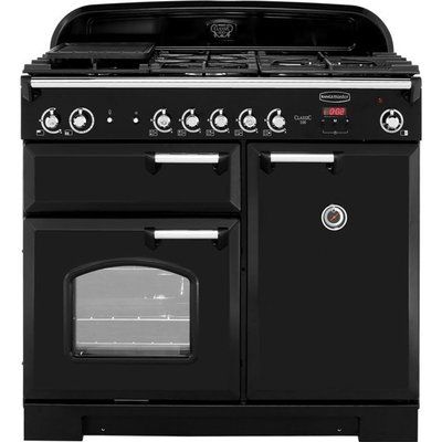 Rangemaster Classic CLA100NGFBL/C 100cm Gas Range Cooker with Electric Fan Oven - Black