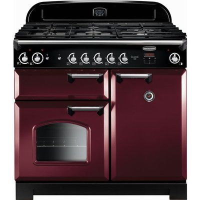 Rangemaster Classic CLA100NGFCY/C 100cm Gas Range Cooker with Electric Fan Oven - Cranberry