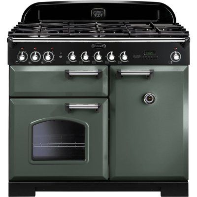 Rangemaster CDL100DFFMG Classic Deluxe 100cm Dual Fuel Range Cooker - Mineral Green