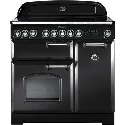 Rangemaster CDL90EICB Classic Deluxe 90cm Electric Range Cooker with Induction Hob - Black and Chrome