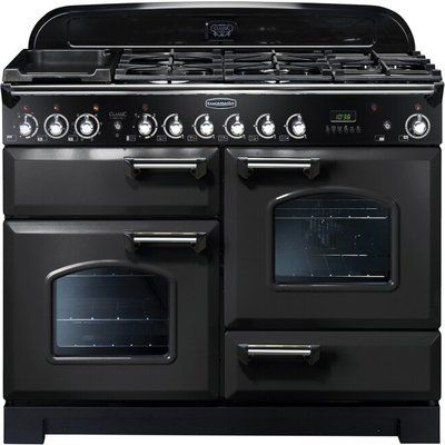 Rangemaster CDL110DFFCB Classic Deluxe 110cm Dual Fuel Range Cooker - Black and Chrome