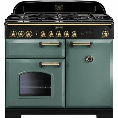 Rangemaster Classic Deluxe CDL100DFFMG/B 100cm Dual Fuel Range Cooker - Mineral Green