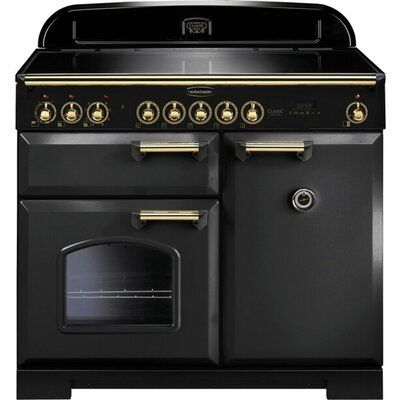 Rangemaster Classic Deluxe CDL100EICB/B 100cm Electric Range Cooker with Induction Hob - Charcoal Black