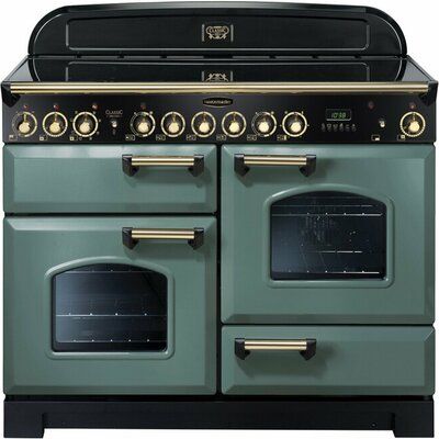 Rangemaster Classic Deluxe CDL110ECMG/B 110cm Electric Range Cooker with Ceramic Hob - Mineral Green