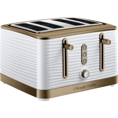 Russell Hobbs Inspire Luxe 24386 4-Slice Toaster - White & Brass