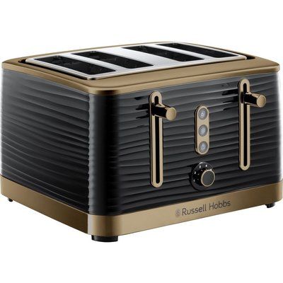 Russell Hobbs Inspire Luxe 24385 4-Slice Toaster - Black & Brass