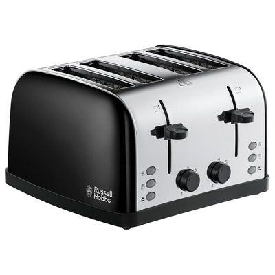 Russell Hobbs 4 Slice Black Stainless Steel Toaster