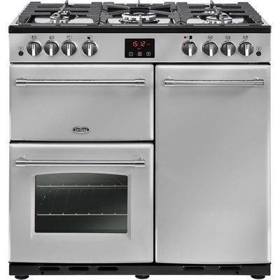 Belling Farmhouse90G 90cm Gas Range Cooker with Electric Fan Oven - Silver