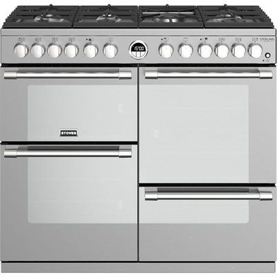 Stoves Sterling Deluxe S1000DF 100cm Dual Fuel Range Cooker - Stainless Steel