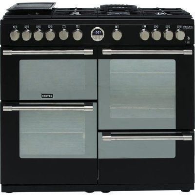 Stoves Sterling Deluxe S1000G 100cm Gas Range Cooker with Electric Grill - Black