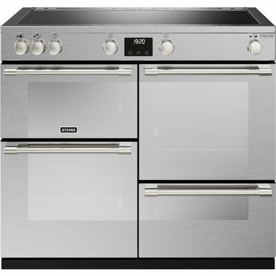 Stoves Sterling Deluxe D1000Ei ZLS Electric Induction Range Cooker - Stainless Steel & Chrome 