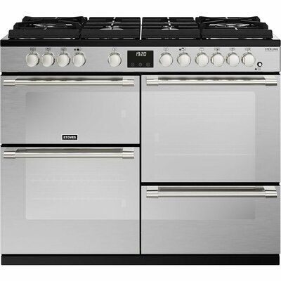 Stoves 444411478 Sterling Deluxe D1100DF 110cm Dual Fuel Range Cooker - Stainless Steel