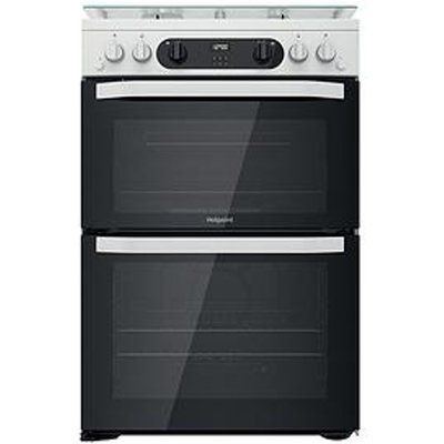 Hotpoint HDM67G0CCW 60cm Wide Freestanding Double Oven Gas Cooker