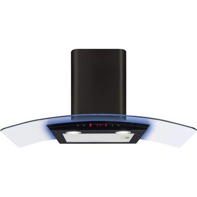 CDA EKP90BL 90cm Cooker Hood Black With Curved Glass Canopy