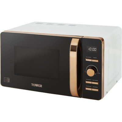 Tower T24021W Solo Microwave - White & Rose Gold 