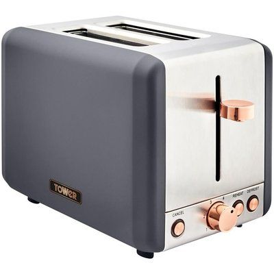 Tower Cavaletto T20036RGG 2-Slice Toaster - Grey & Rose Gold 