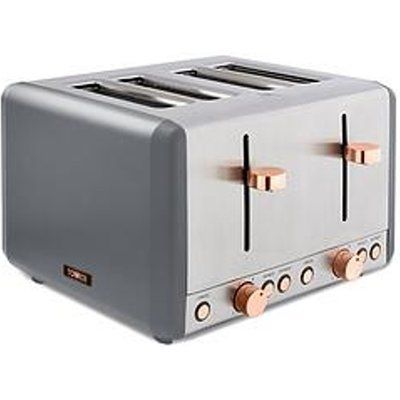 Tower Cavaletto 4 Slice Toaster - Grey & Rose Gold