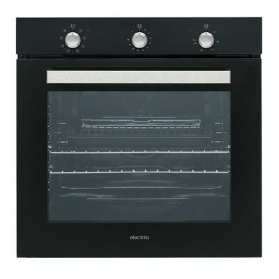 electriQ Extra Large Capacity 73 Litre Built in Electric Fan Assisted Black Single Oven