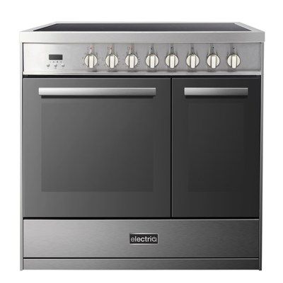 electriQ 90cm Electric Range Cooker - Mirror Finish Stainless Steel