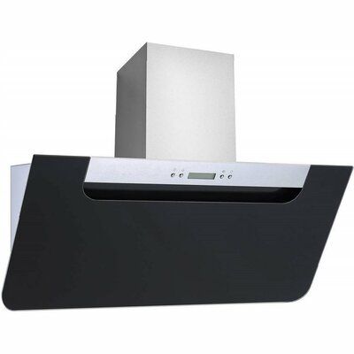 electriQ EIQCHB90BHE 90cm Angled Cooker Hood - Black Glass and Stainless Steel