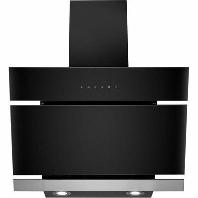 electriQ EIQAN60BLTOUCHHE 60cm Touch Control Angled Cooker Hood in Black and Stainless Steel