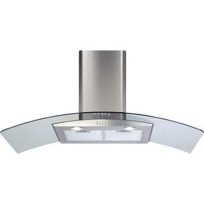CDA ECP102SS Curved Glass 100cm Chimney Cooker Hood Stainless Steel