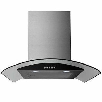electriQ 60cm Stainless Steel Curved Glass Chimney Cooker Hood