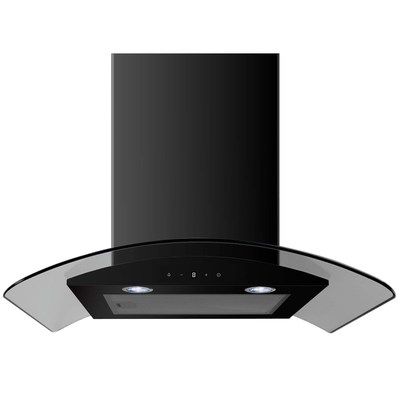 electriQ 60cm Curved Glass Black Touch Control Chimney Cooker Hood