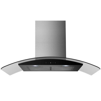 electriQ 90cm Stainless Steel Curved Glass Touch Control Chimney Cooker Hood