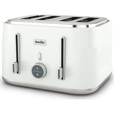 Breville Obliq VTT974 4-Slice Toaster - White & Silver 