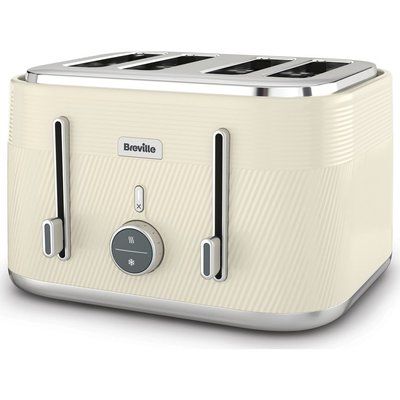 Breville Obliq VTT997 4-Slice Toaster - Vanilla Cream & Silver 