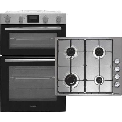 Hisense BI6095GXUK Built In Electric Electric Double Oven and Gas Hob Pack - Stainless Steel
