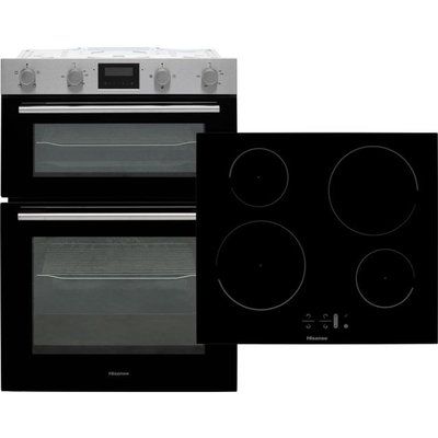 Hisense BI6095IXUK Built In Electric Electric Double Oven and Induction Hob Pack - Black