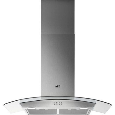 AEG DTB3953M 90cm Cooker Hood With Curved Glass Canopy - Stainless Steel