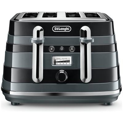DeLonghi CTA4003B Avvolta 4 Slice Toaster - Black & Grey