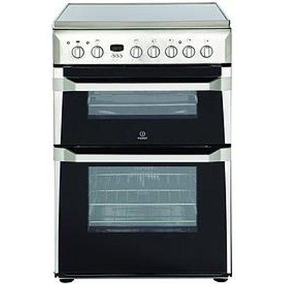 Indesit ID60C2X 60cm Wide Double Oven Electric Cooker With Ceramic Hob - Stainless Steel