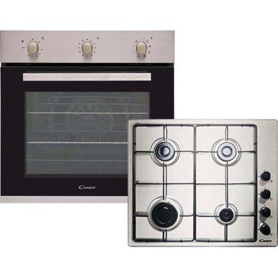 Candy CGHOPK60X/E Built In Electric Single Oven and Gas Hob Pack - Stainless Steel