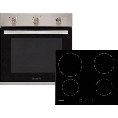 Baumatic BCPK605X Built In Electric Single Oven and Ceramic Hob Pack
